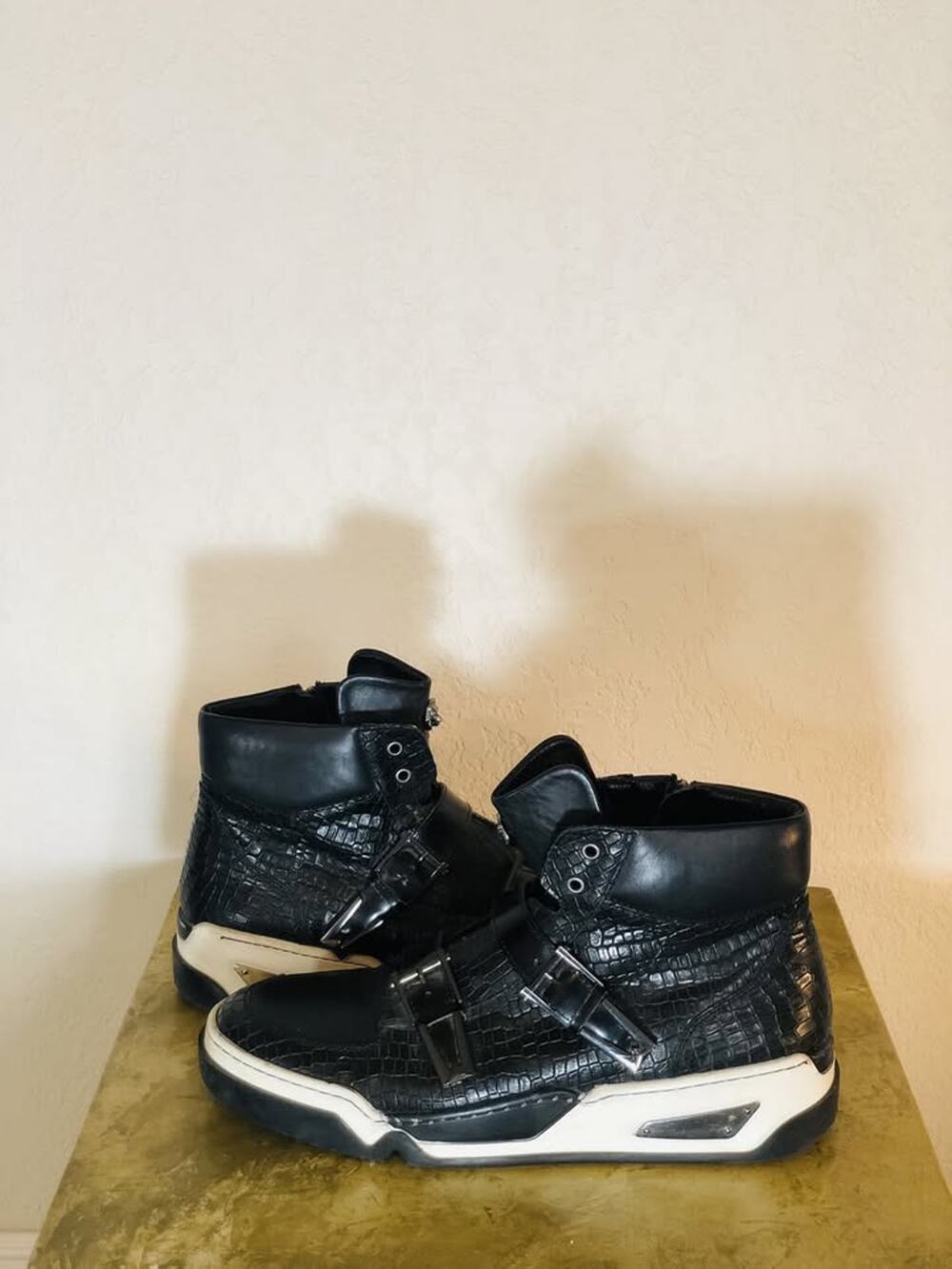 Designer high-top leather sneakers